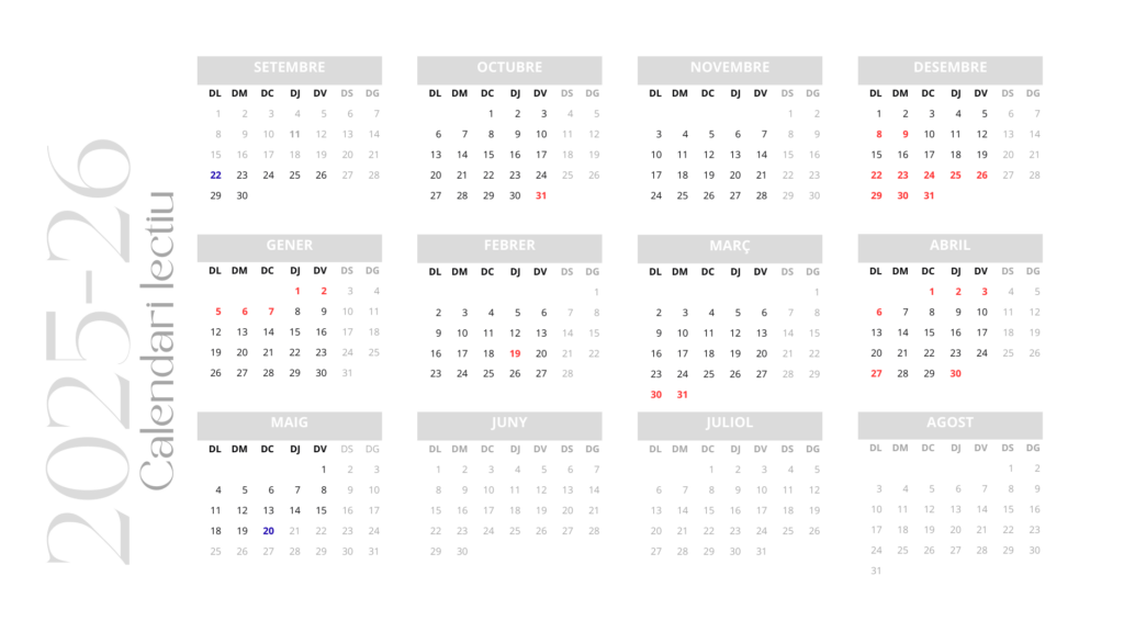 Calendari lectiu 2025-26