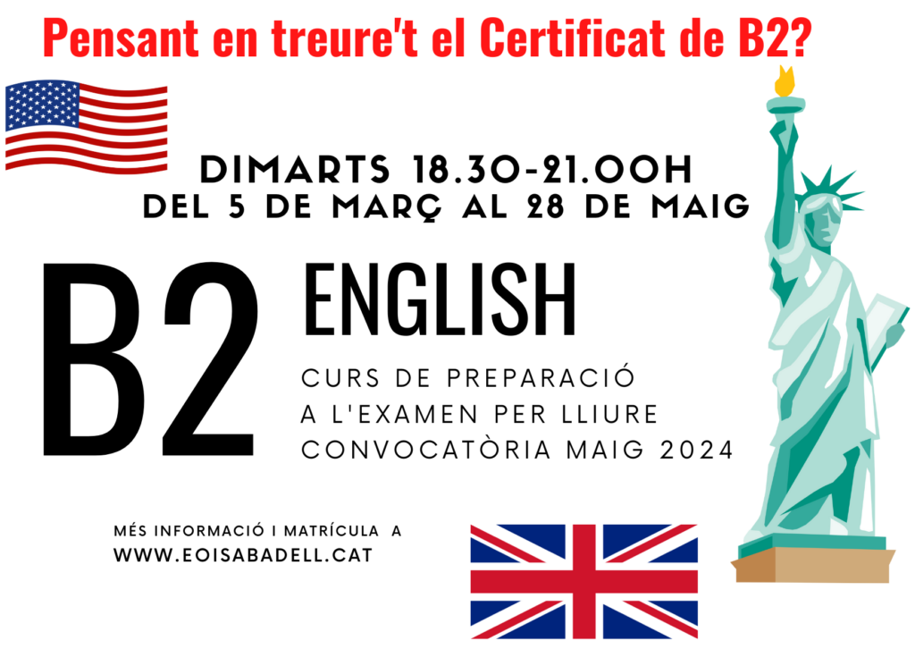 Curs Preparació Pel Certificat Intermedi B2 D’Anglès De Les EOIs- Maig ...