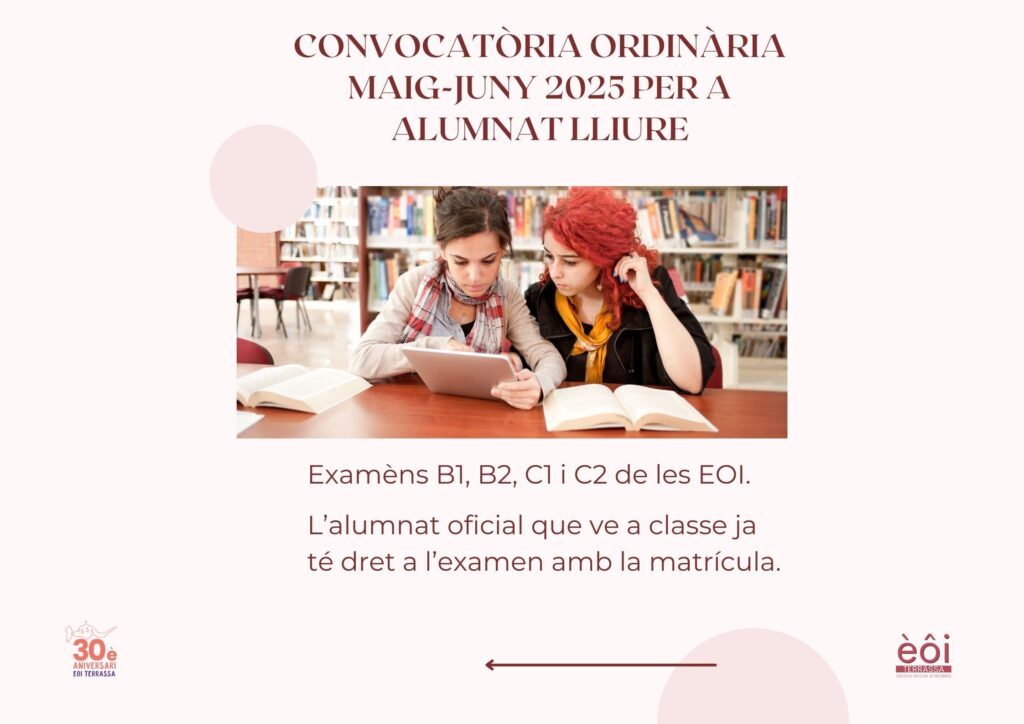 Examens lliures maig-juny 2025