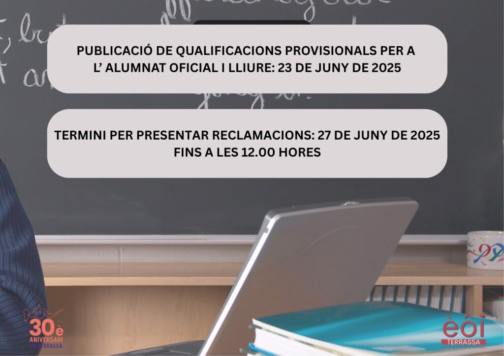 Publicació resultats i revisió exàmens